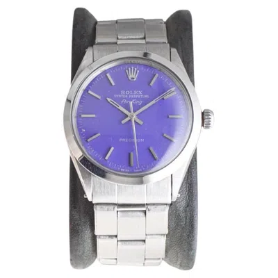 Pre-owned Rolex Stainless Steel Air King With Custom Purple Dial Circa, 1960's
