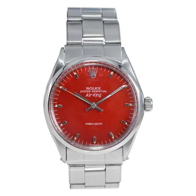 Pre-owned Rolex Stainless Steel Air King With Custom Red Dial, Early 1970's