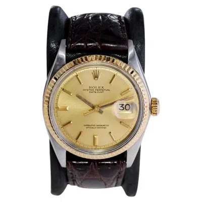 Pre-owned Rolex Stainless Steel And Gold Datejust With Original Factory Gold Dial, 1970's In Multi
