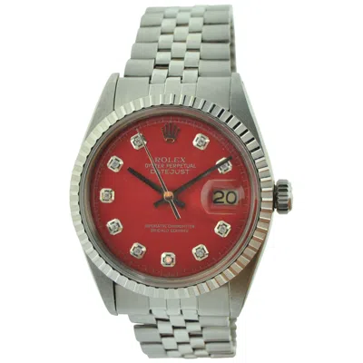 Pre-owned Rolex Stainless Steel Datejust Ref 1603 Custom Red Diamond Dial, Dated 1977