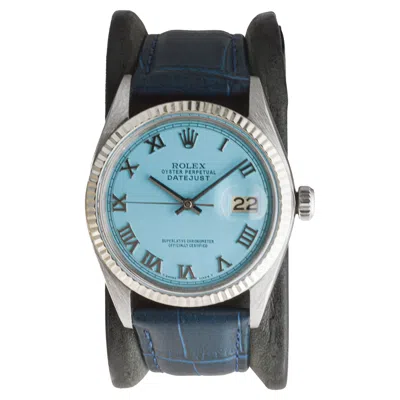 Pre-owned Rolex Stainless Steel Datejust With Custom Blue Circa, 1960 / 70's