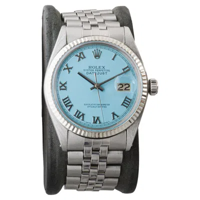 Pre-owned Rolex Stainless Steel Datejust With Custom Blue Roman Numeral Dial Circa, 1960's