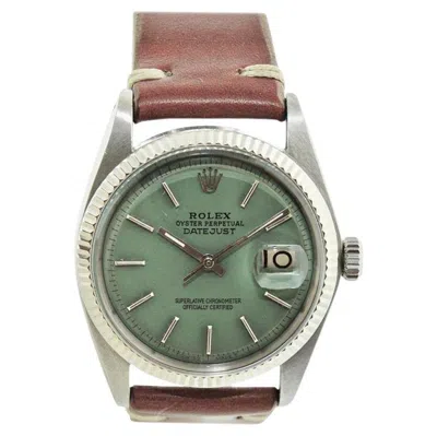 Pre-owned Rolex Stainless Steel Datejust With Custom Contemporary Green Dial 1960s