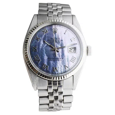 Pre-owned Rolex Stainless Steel Datejust With Custom Made Mother Of Pearl Dial 1970's In Multi