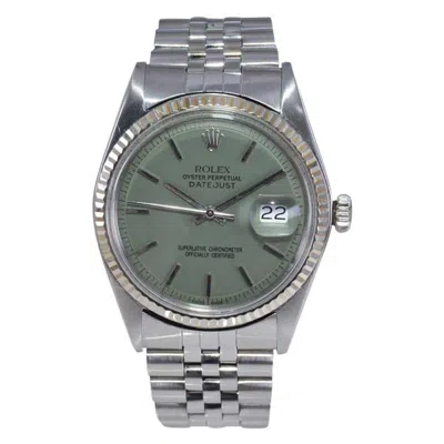 Pre-owned Rolex Stainless Steel Datejust With Custom Made Sage Green Dial 1960s Or 70s