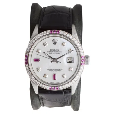 Pre-owned Rolex Stainless Steel Datejust With Custom Mother Of Pearl Dial Circa, 1970's In Multi