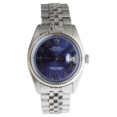 Pre-owned Rolex Stainless Steel Datejust With Custom Navy Blue Dial 1960's