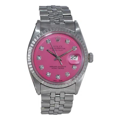 Pre-owned Rolex Stainless Steel Datejust With Custom Pink Dial With Diamond Markers 1970's