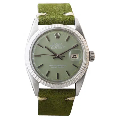 Pre-owned Rolex Stainless Steel Datejust With Custom Sage Green Dial 1960s