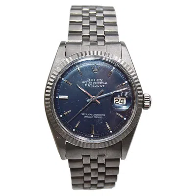Pre-owned Rolex Stainless Steel Datejust With Navy Blue Dial Carbonized Case Circa 1960's