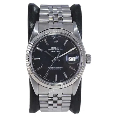 Pre-owned Rolex Stainless Steel Datejust With Original Black Dial From Mid 1960's