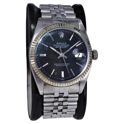 Pre-owned Rolex Stainless Steel Datejust With Original Black Dial From The Early 1970's