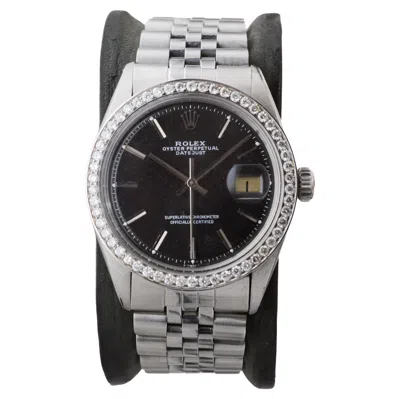 Pre-owned Rolex Stainless Steel Datejust With Rare Black Dial Circa, 1960's