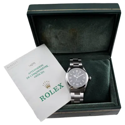 Pre-owned Rolex Stainless Steel Explorer With Box And Papers, Circa 1999 In Multi