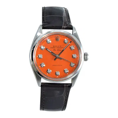 Pre-owned Rolex Stainless Steel Oyster Perpetual Air King Custom Diamond Dial, 1970s In Multi