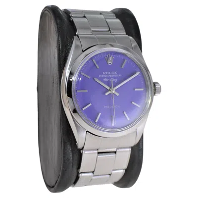 Pre-owned Rolex Stainless Steel Oyster Perpetual Air-king With Custom Purple Dial 1960s
