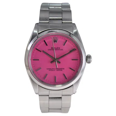 Pre-owned Rolex Stainless Steel Oyster Perpetual With Custom Hot Pink Dial, 1960s