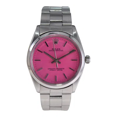 Pre-owned Rolex Stainless Steel Oyster Perpetual With Custom Hot Pink Dial, 1960s