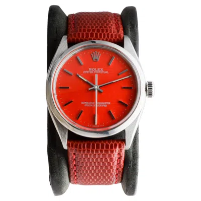 Pre-owned Rolex Stainless Steel Oyster Perpetual With Custom Red Dial Circa, 1960's