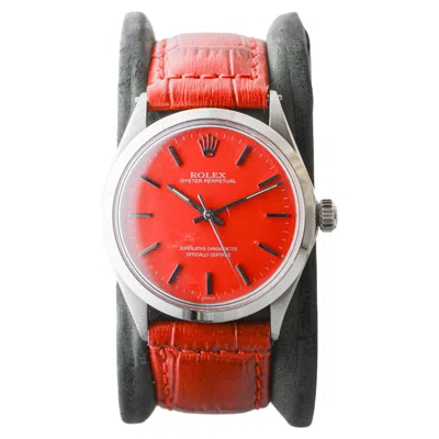 Pre-owned Rolex Stainless Steel Oyster Perpetual With Custom Red Dial Circa, 1960's