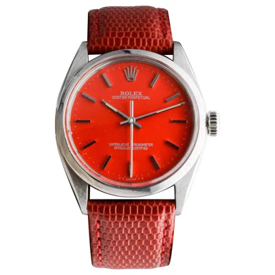 Pre-owned Rolex Stainless Steel Oyster Perpetual With Custom Red Dial Circa, 1970's