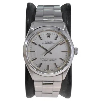 Pre-owned Rolex Stainless Steel Oyster Perpetual With Factory Original Silver Dial 1970's In Multi