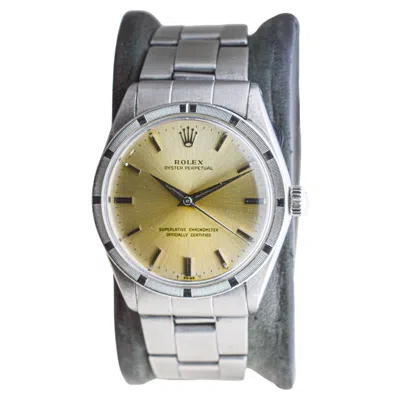Pre-owned Rolex Stainless Steel Oyster Perpetual With Original Patinated Dial 1960's In Multi