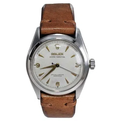 Pre-owned Rolex Stainless Steel Oyster Perpetual Wristwatch From 1952 In Multi