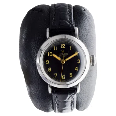 Pre-owned Rolex Stainless Steel Oyster With Rare Black Dial From 1943