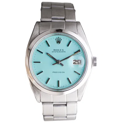Pre-owned Rolex Stainless Steel Oysterdate With Custom Blue Dial Circa, 1970's