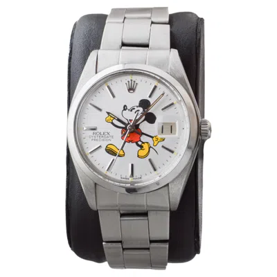Pre-owned Rolex Stainless Steel Oysterdate With Custom Made "mickey" Dial Circa 1960's In Multiple