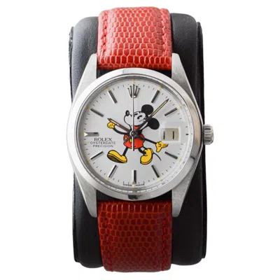 Pre-owned Rolex Stainless Steel Oysterdate With Custom Made "mickey" Dial Circa 1960's In Multiple