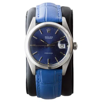 Pre-owned Rolex Stainless Steel Oysterdate With Custom Made Navy Blue Dial Circa 1970's