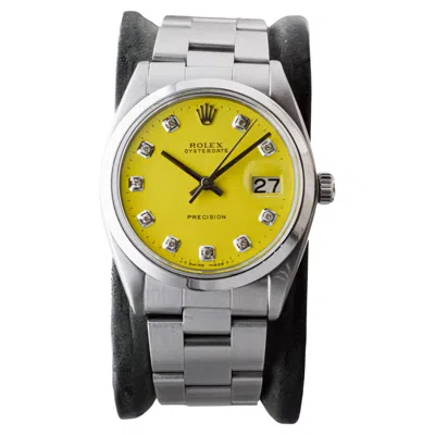 Pre-owned Rolex Stainless Steel Oysterdate With Custom Yellow Dial Circa, 1960's