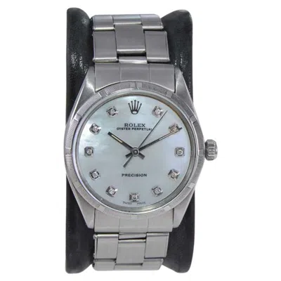 Pre-owned Rolex Stainless Steel Perpetual With Custom Made Mother Of Pearl Dial 1960's In Multi
