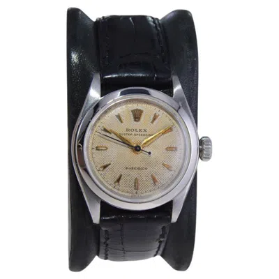 Pre-owned Rolex Stainless Steel Speed King With Rare Original Waffle Dial From 1954 In Multi