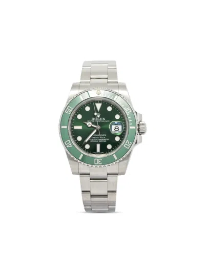 Pre-owned Rolex Stainless Steel Submariner 40mm In Green
