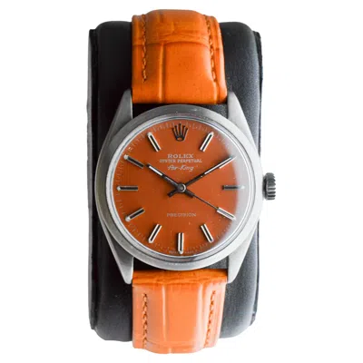 Pre-owned Rolex Steel Air King With Black Finish And Custom Made Dial Circa 1960's
