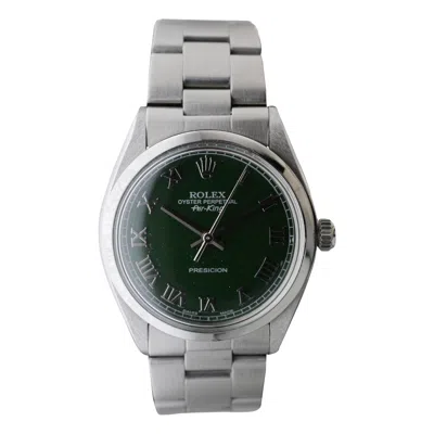 Pre-owned Rolex Steel Air King With Custom Dark Green Dial And Solid Link Bracelet 1970's
