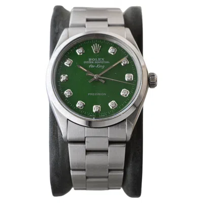 Pre-owned Rolex Steel Air King With Custom Made Green Dial And Diamond Markers Circa 1970s