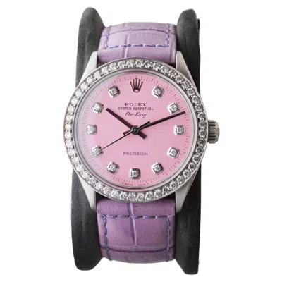 Pre-owned Rolex Steel Air King With Custom Made Pink Dial And Diamond Bezel Circa, 1970's