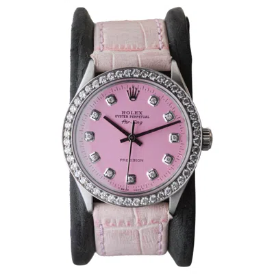 Pre-owned Rolex Steel Air King With Custom Made Pink Dial And Diamond Bezel Circa 1970's