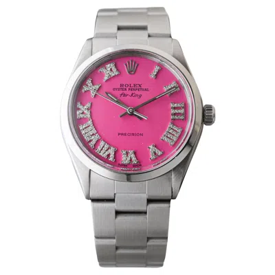 Pre-owned Rolex Steel Air King With Custom Made Pink Dial And Diamond Markers Circa 1970's