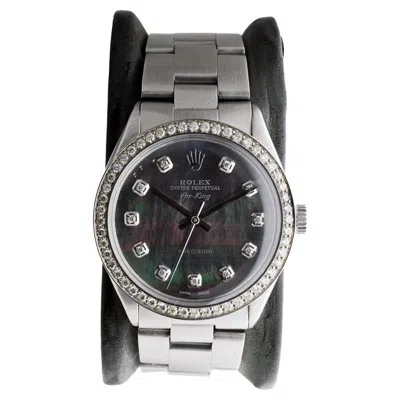 Pre-owned Rolex Steel Air King With Custom Mop Dial And Diamond Bezel Circa 1970's In Multi