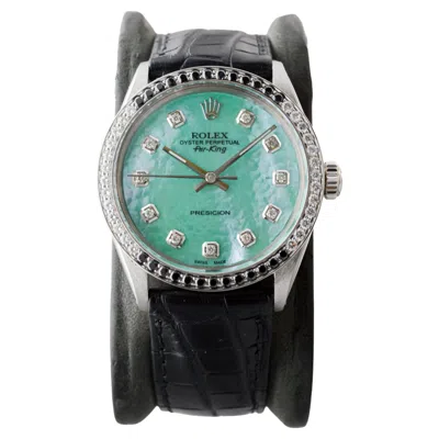 Pre-owned Rolex Steel Air King With Custom Mop Dial And Diamond Bezel Circa 1980's In Multi