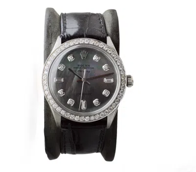 Pre-owned Rolex Steel Air King With Custom M.o.p Diamond Dial And Diamond Bezel 1980's In Multi