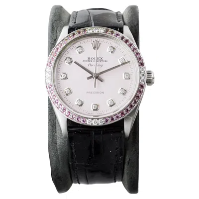 Pre-owned Rolex Steel Air King With Custom Pink Diamond Dial And Diamond Bezel 1970's