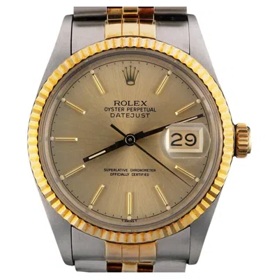 Pre-owned Rolex Steel & Gold  Datejust 36 Champagne Dial Ref 16013 In Multiple