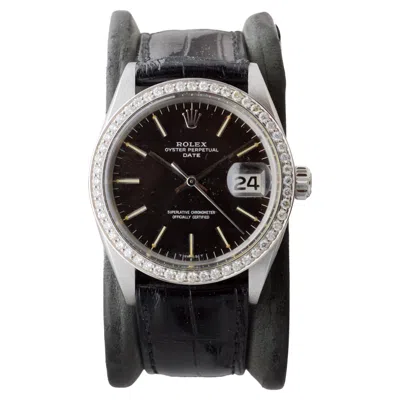 Pre-owned Rolex Steel Date Model With Rare Black Dial Circa, 1960's With Custom Made Bezel