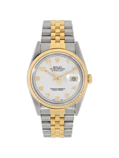 Pre-owned Rolex Steel Datejust 36mm Watch In White